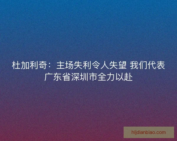 杜加利奇：主场失利令人失望 我们代表广东省深圳市全力以赴