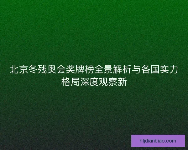 北京冬残奥会奖牌榜全景解析与各国实力格局深度观察新